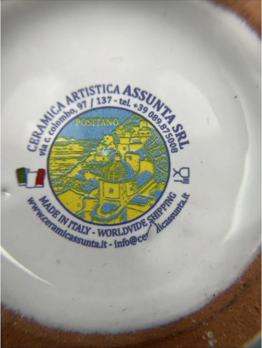 Ceramica Artistica Assunta Positano  Italy Fish Vase Hand Painted Coastal Beach